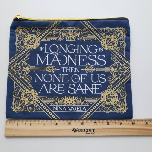 Illumicrate Crier's War Fabric Zipper Pouch Nina Varela Iron Heart with Book Quo - Picture 3 of 7